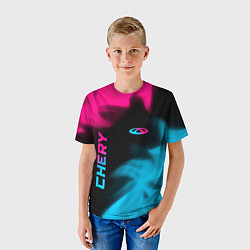 Футболка детская Chery - neon gradient: надпись, символ, цвет: 3D-принт — фото 2