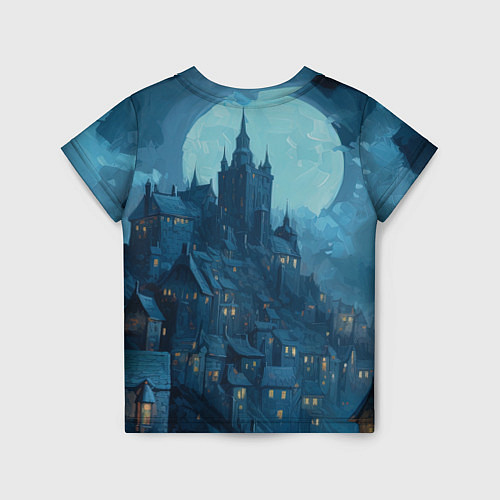 Детская футболка Ночной фэнтезийный город / 3D-принт – фото 2