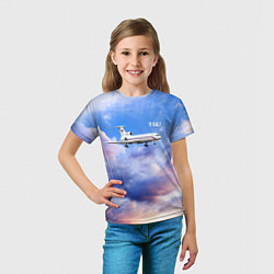 Футболка детская Ту-154 Розовый закат, цвет: 3D-принт — фото 2