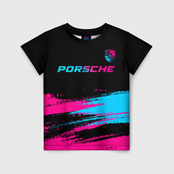 Детская футболка Porsche - neon gradient: символ сверху