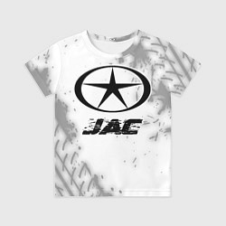 Футболка детская JAC speed на светлом фоне со следами шин, цвет: 3D-принт