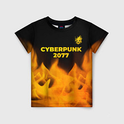 Детская футболка Cyberpunk 2077 - gold gradient: символ сверху