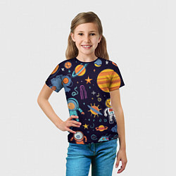 Футболка детская Яркий космический паттерн, цвет: 3D-принт — фото 2