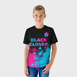 Футболка детская Black Clover - neon gradient: символ сверху, цвет: 3D-принт — фото 2