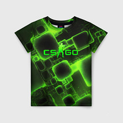 Детская футболка CS GO зеленые кислотные плиты