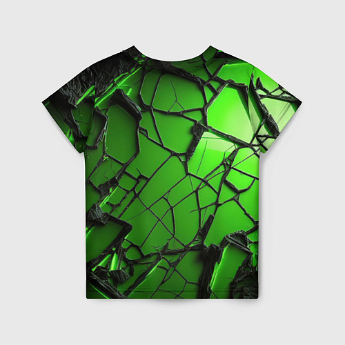 Детская футболка Зеленое треснутое стекло / 3D-принт – фото 2