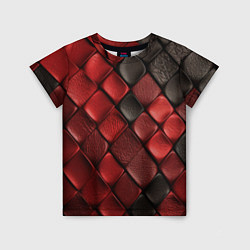 Футболка детская Кожаная красно черная текстура, цвет: 3D-принт