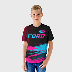 Футболка детская Ford - neon gradient: символ сверху, цвет: 3D-принт — фото 2