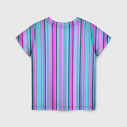 Детская футболка Розово-голубой неновый полосатый узор / 3D-принт – фото 2
