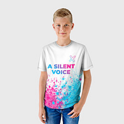 Футболка детская A Silent Voice neon gradient style: символ сверху, цвет: 3D-принт — фото 2