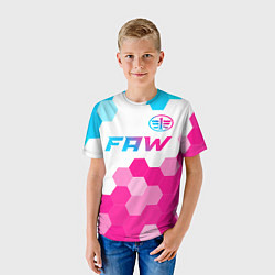 Футболка детская FAW neon gradient style: символ сверху, цвет: 3D-принт — фото 2