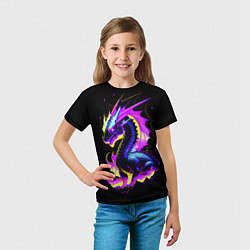Футболка детская Неоновый космический дракон, цвет: 3D-принт — фото 2