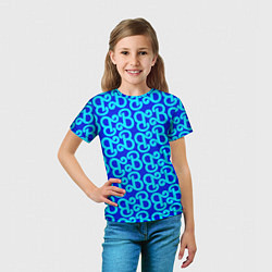 Футболка детская Логотип Барби - синий паттерн, цвет: 3D-принт — фото 2