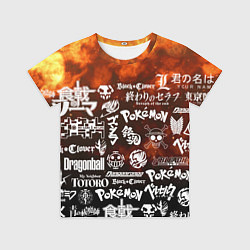 Футболка детская Огненные аниме паттерн, цвет: 3D-принт