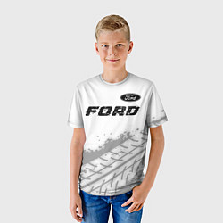 Футболка детская Ford speed на светлом фоне со следами шин: символ, цвет: 3D-принт — фото 2