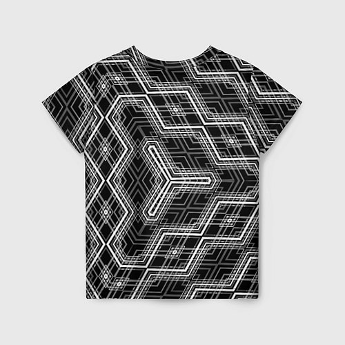 Детская футболка Черно-белый ассеметричный узор / 3D-принт – фото 2