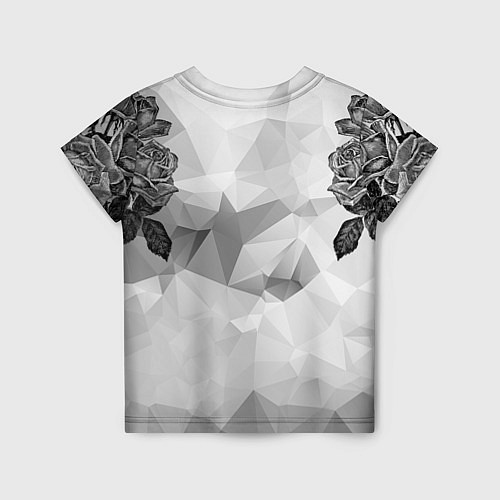 Детская футболка Тату розы на геометрическом фоне кристаллов / 3D-принт – фото 2