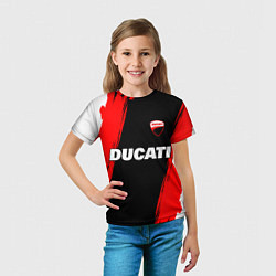 Футболка детская Ducati moto - красные полосы, цвет: 3D-принт — фото 2