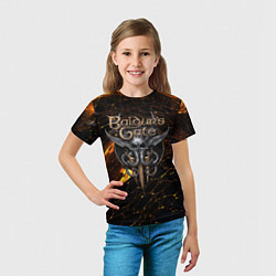 Футболка детская Baldurs Gate 3 logo gold and black, цвет: 3D-принт — фото 2