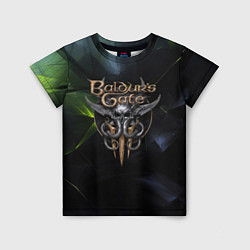 Футболка детская Baldurs Gate 3 logo dark green, цвет: 3D-принт