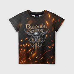 Детская футболка Baldurs Gate 3 logo fire