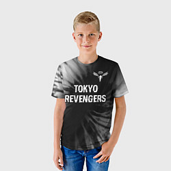 Футболка детская Tokyo Revengers glitch на темном фоне: символ свер, цвет: 3D-принт — фото 2