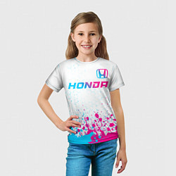 Футболка детская Honda neon gradient style: символ сверху, цвет: 3D-принт — фото 2