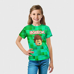 Футболка детская Roblox head на пиксельном фоне, цвет: 3D-принт — фото 2