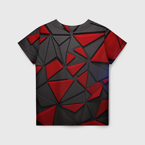Детская футболка Черные и красные объемные элементы / 3D-принт – фото 2