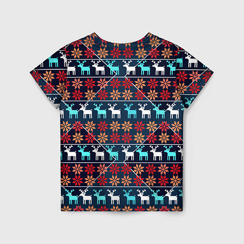 Детская футболка Новогодние олени и снежинки узор / 3D-принт – фото 2