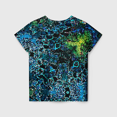 Детская футболка Мозаичный узор в синих и зеленых тонах / 3D-принт – фото 2