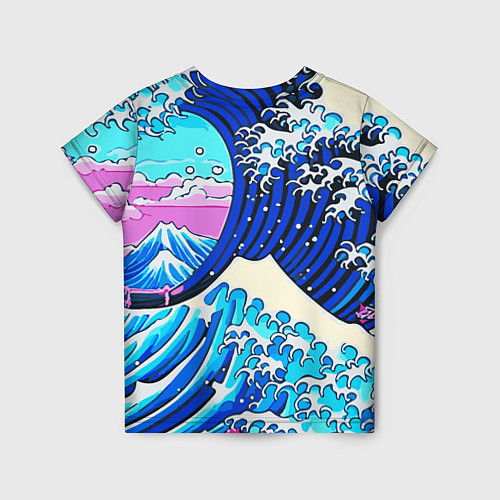 Детская футболка Большая волна в Канагаве сакура / 3D-принт – фото 2