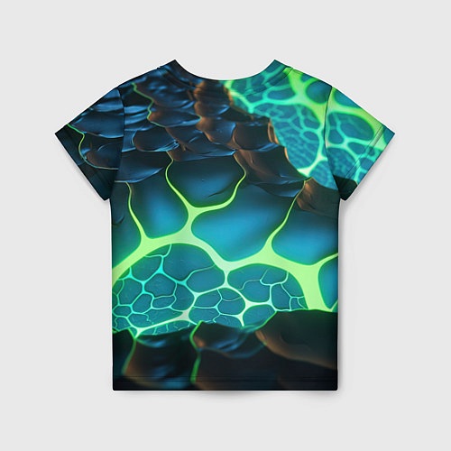 Детская футболка Разлом синих и зеленых неоновых плит / 3D-принт – фото 2