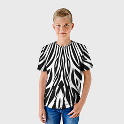 Футболка детская Черная абстракция зебра, цвет: 3D-принт — фото 2
