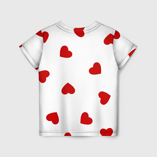 Детская футболка Красные сердечки на белом / 3D-принт – фото 2