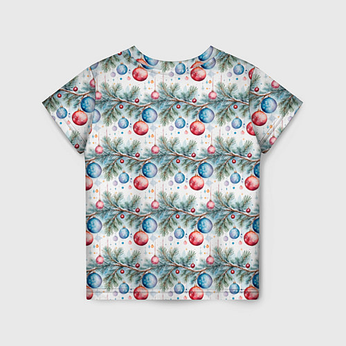 Детская футболка Узор из елочных шаров на ветке / 3D-принт – фото 2
