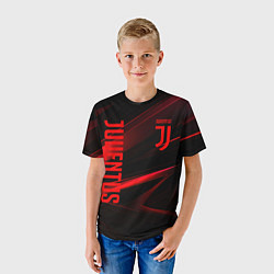 Футболка детская Juventus black red logo, цвет: 3D-принт — фото 2