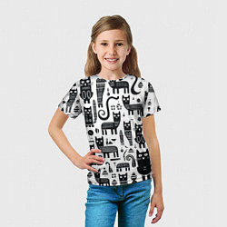 Футболка детская Кошки абстрактный узор, цвет: 3D-принт — фото 2