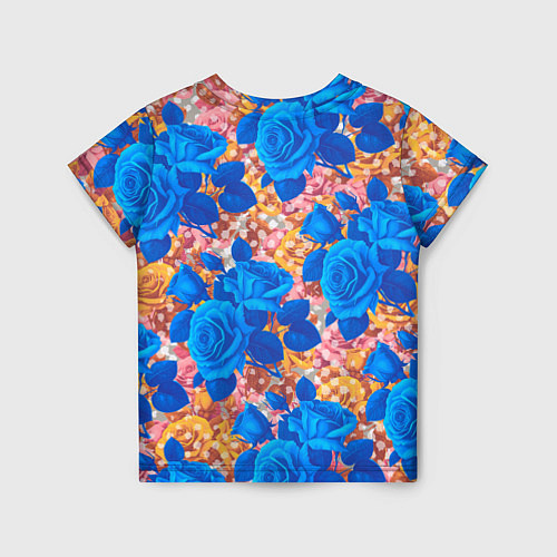 Детская футболка Цветочный разноцветный узор с розами / 3D-принт – фото 2