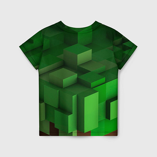 Детская футболка Зелёный блоковый паттерн / 3D-принт – фото 2