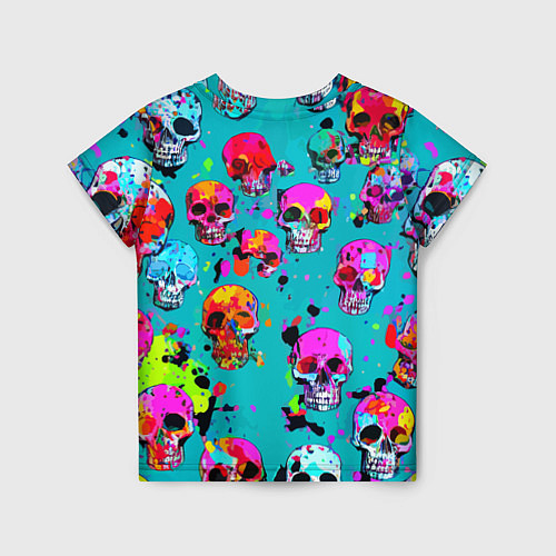 Детская футболка Паттерн из ярких черепов - поп-арт - мода / 3D-принт – фото 2