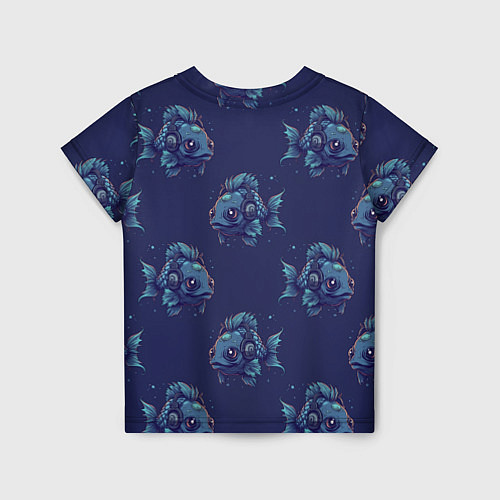 Детская футболка Паттерн рыба-меломан в наушниках / 3D-принт – фото 2