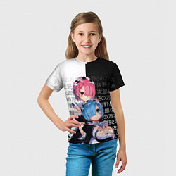 Футболка детская Рем и Рам - иероглифы, цвет: 3D-принт — фото 2