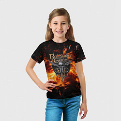 Футболка детская Baldurs Gate 3 fire logo, цвет: 3D-принт — фото 2