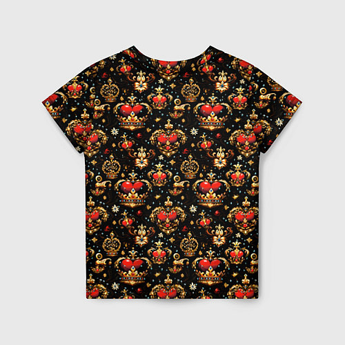 Детская футболка Сердечки в золотых коронах / 3D-принт – фото 2