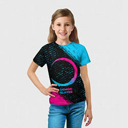 Футболка детская Demon Slayer - neon gradient, цвет: 3D-принт — фото 2