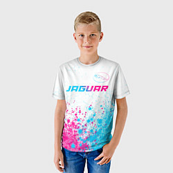 Футболка детская Jaguar neon gradient style: символ сверху, цвет: 3D-принт — фото 2