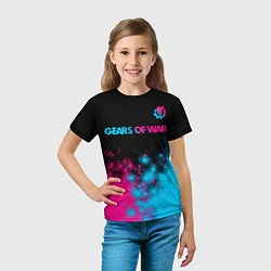 Футболка детская Gears of War - neon gradient: символ сверху, цвет: 3D-принт — фото 2