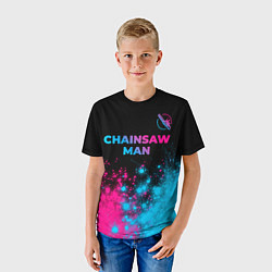 Футболка детская Chainsaw Man - neon gradient: символ сверху, цвет: 3D-принт — фото 2
