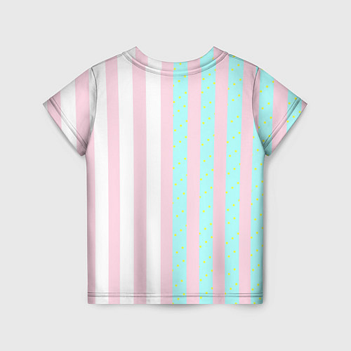 Детская футболка Кен плюс Барби: сплит розовых и голубых полосок / 3D-принт – фото 2